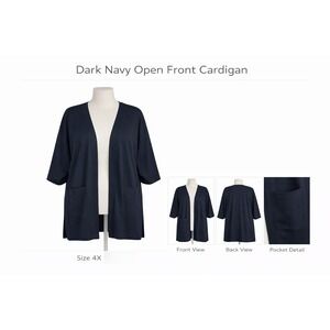 Isaac Mizrahi Live Womens 4X Dark Navy Open Front Sweater Cardigan A398795 NWT